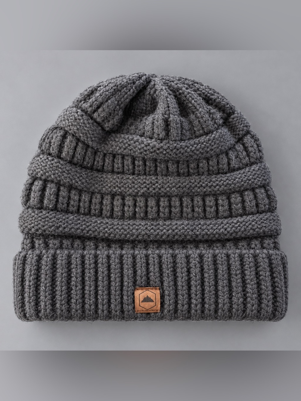 Tough Headwear Gray Slouchy Cable Knit Beanie Winter Hat Cozy Outdoor